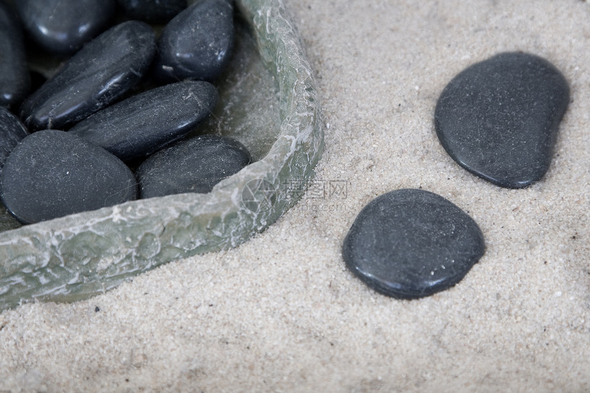 Zen花园概念精神艺术生活专注文化场景石头冥想卵石图片