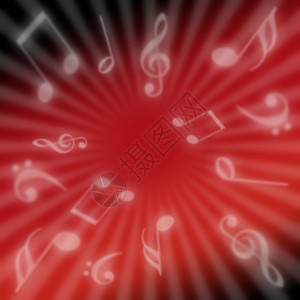 音乐背景红色笔记射线派对背景图片
