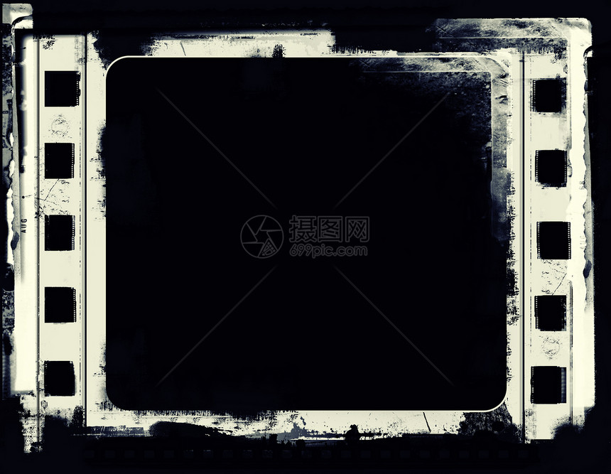 Grunge 胶片框架刷子划痕边界边缘幻灯片相机胶卷电影拼贴画噪音图片