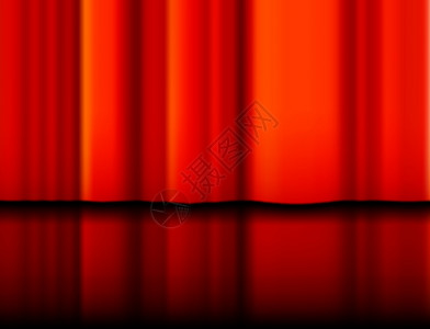 红色窗帘反射材料地面天鹅绒褶皱插图背景图片