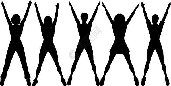 有氧空气女士插图舞蹈有氧运动班级黑色剪影设计健身房元素背景图片