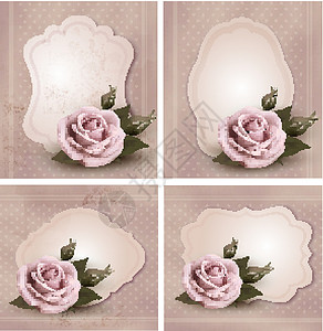 巴罗莎收集带粉红玫瑰的回溯式贺卡设计图片