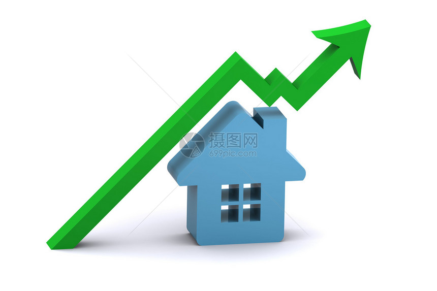 不断上升的住房市场倾斜图表住宅条形插图家庭销售蓝色成功财务图片