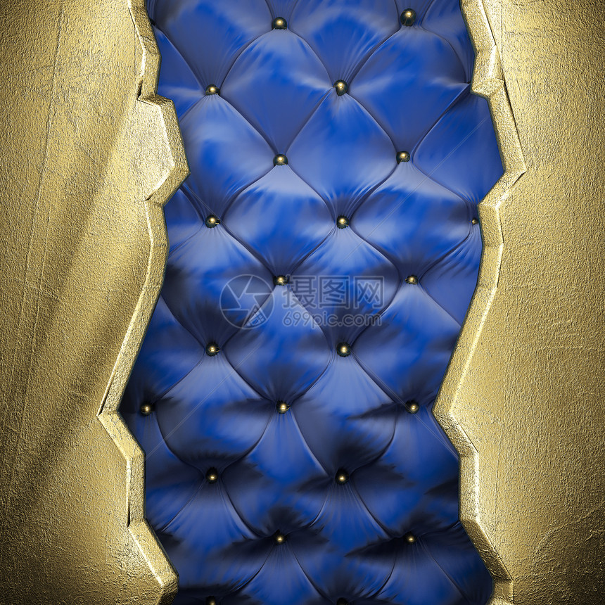 金金在织布背景上展示宣传金属装潢蓝色展览娱乐织物奖项皇家图片
