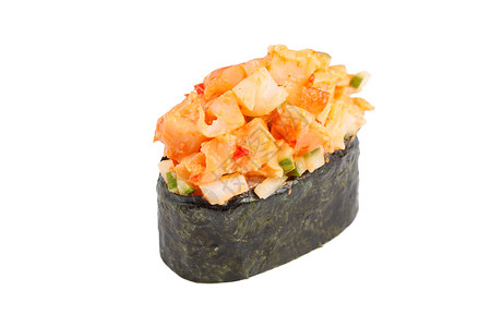 海藻酸钠白的寿司午餐服务海藻海鲜美食鱼子熏制食物红色饮食背景