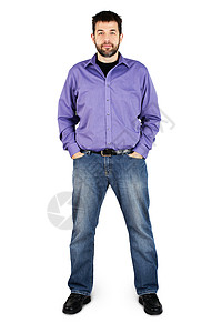 紫色口袋边框人身满身白背景