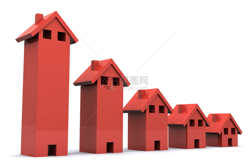 住房图销售红色财务条形建筑金融白色住宅市场图表图片