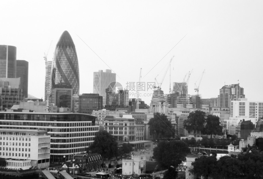 黑色和白色伦敦市风景都市构造财产天空市中心天际建筑城市职场摩天大楼图片