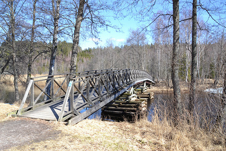 恩宁达尔河瑞典边境日志水槽高清图片