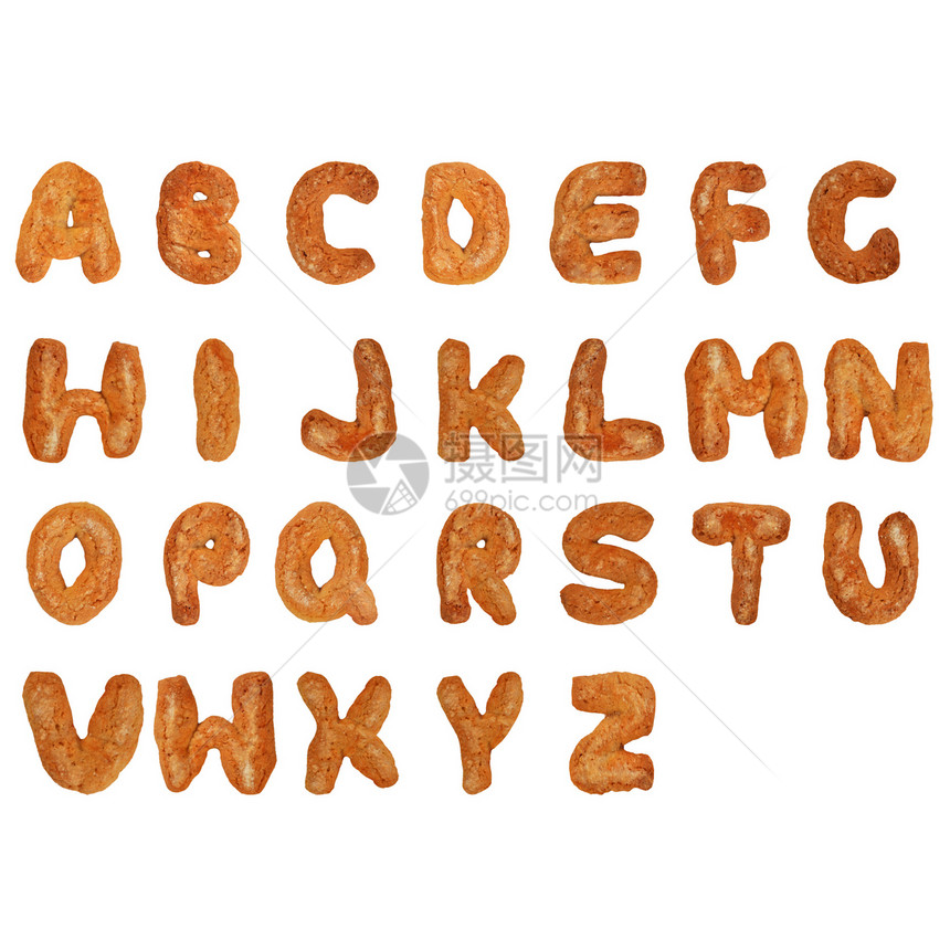 英国字母字母白色字符食物面包黄色字体饼干棕色图片