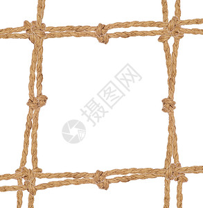 边框库素材网由白上孤立的绳索组成的框架背景