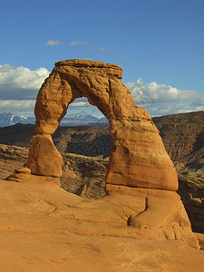 美国犹他州犹他州 Arches国家公园岩石红色拱门沙漠侵蚀编队背景图片