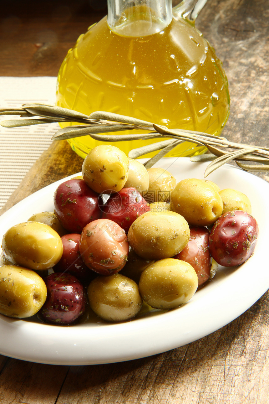 橄榄油营养叶子油壶餐厅收成玻璃饮食勺子食物瓶子图片
