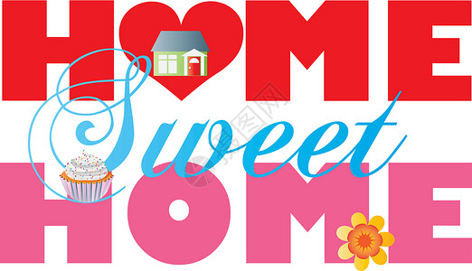 爱我们的家园家庭甜蜜家园字母表说明插画