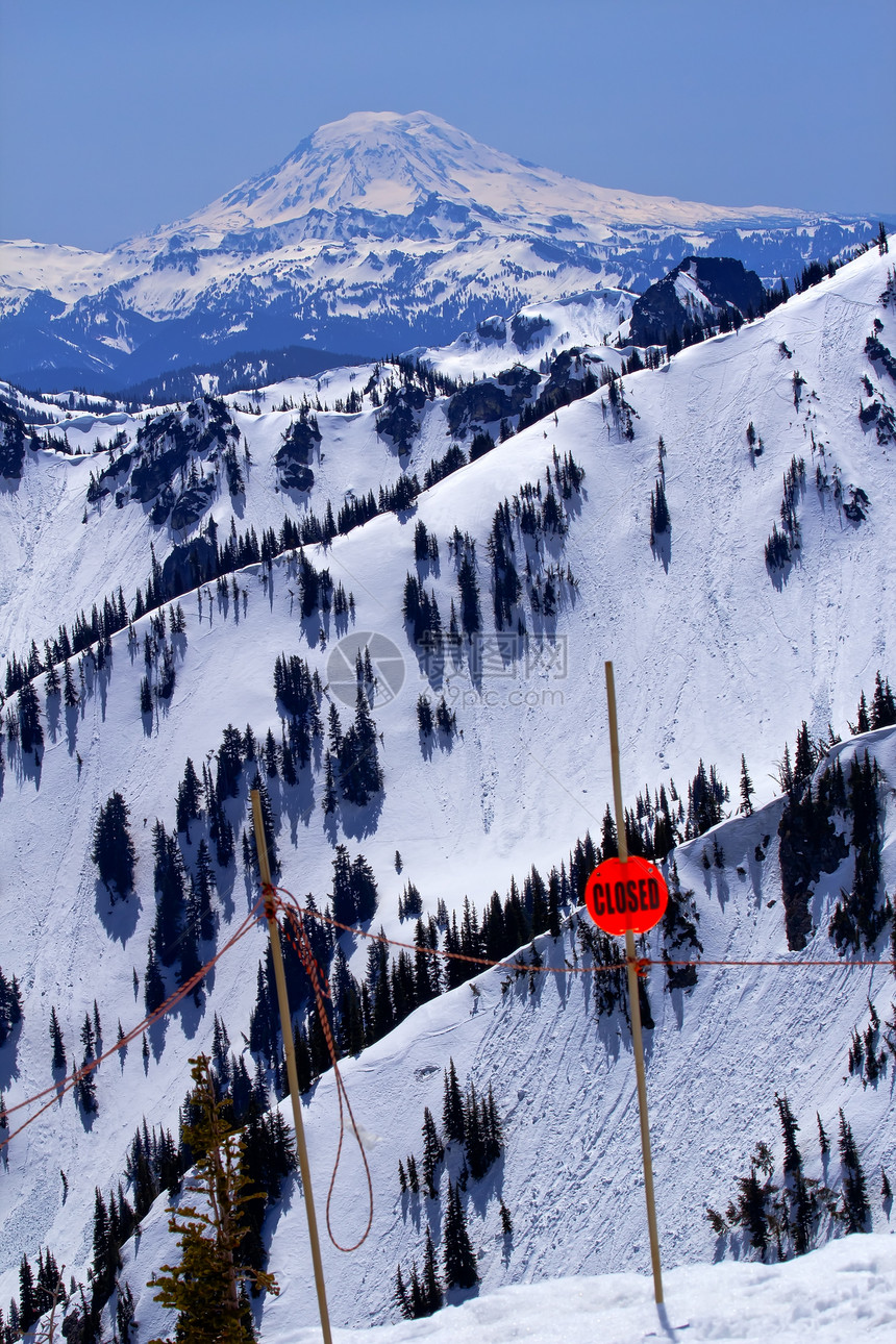 克乡白雪山圣亚当斯海脊封闭标志雪山脊线火山高山旅行公吨风景山脉冰川国家图片