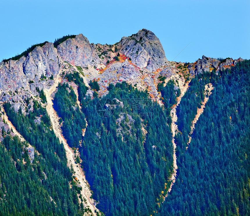 华盛顿州顶峰的西北本德山风景公吨树木岩石远景首脑旅行国家远足者图片