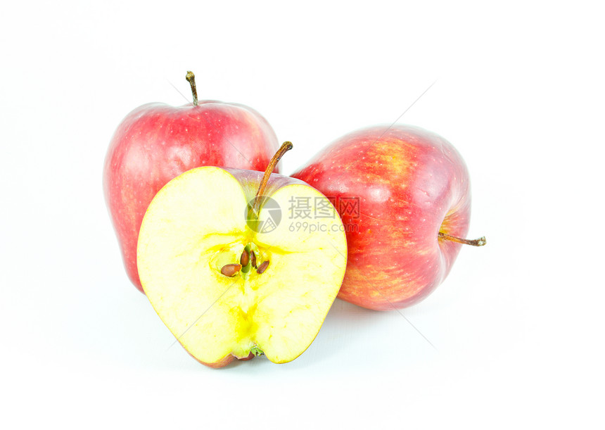 红苹果黄色食物红色小吃白色水果图片