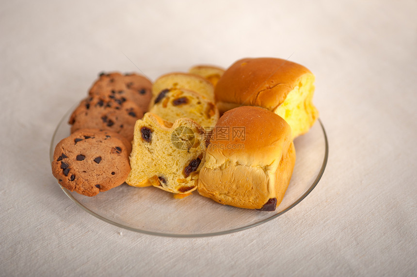 甜食面包和饼干的选择小吃小麦面团营养甜点食物早餐馅饼面包午餐图片