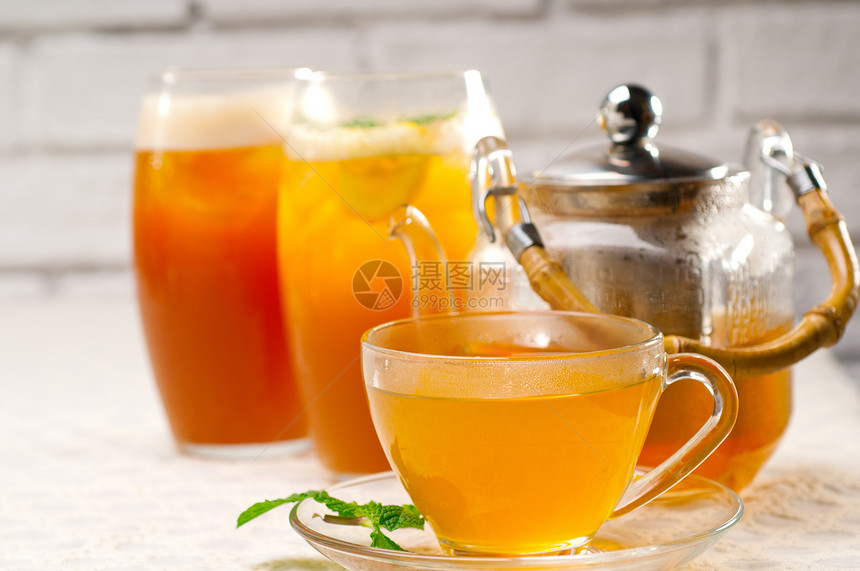 新鲜茶叶选择液体薄荷植物饮料树叶药品早餐叶子食物草本植物图片