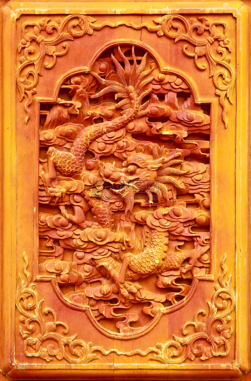 木门上的神龙设计道观历史工艺八字艺术文化动物宗教建筑学雕塑图片