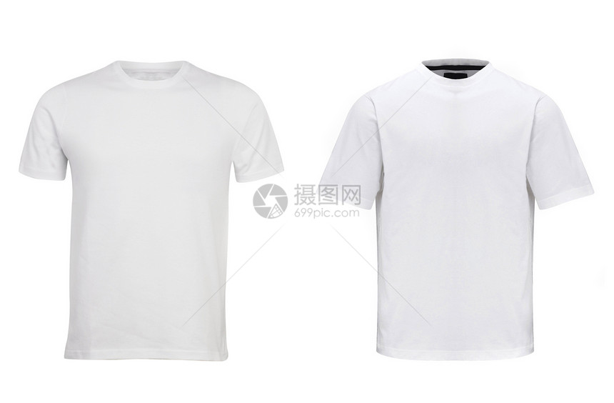 两件不同的白色短袖圆领衫图片