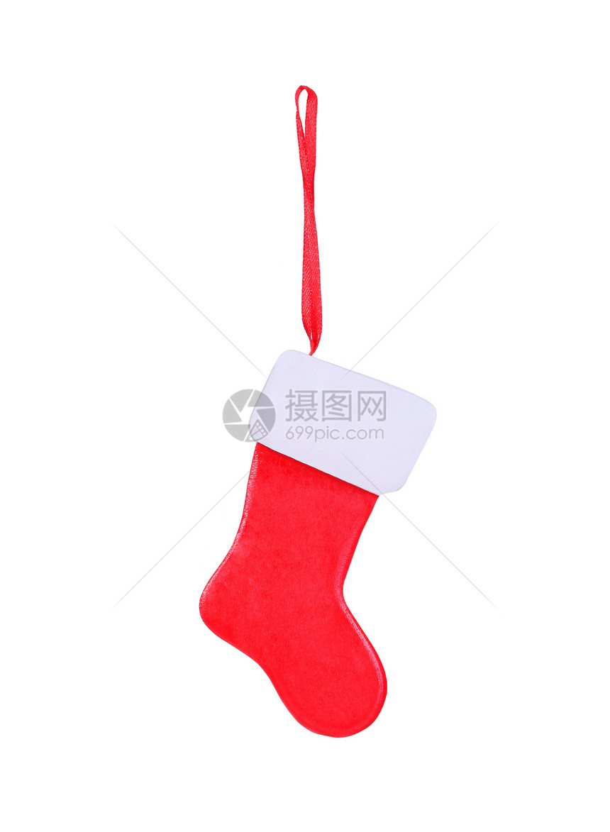 圣诞老人的红丝袜白色装饰品礼物传统红色装饰风格库存展示图片