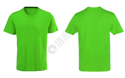 白色背景隔离的绿色T恤衫裙子马球袖子服装套装棉布剪贴画衬衫衣服男人背景图片