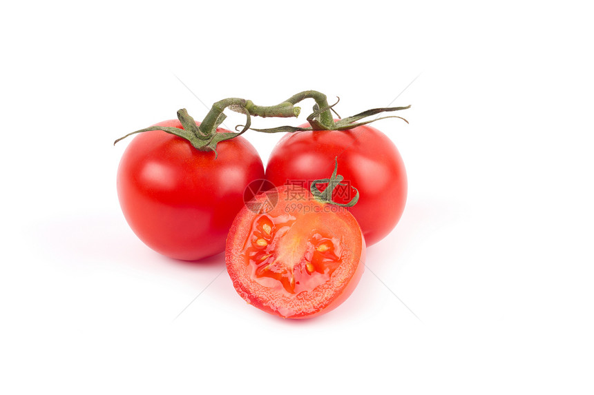 白上孤立的新鲜西红柿红色水果活力食物工作室蔬菜植物团体白色图片