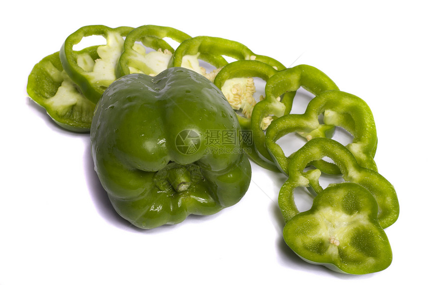 绿铃辣椒圆圈蔬菜水果营养白色种子食物胡椒绿色图片
