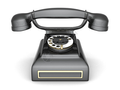 旧电话听筒表盘商业网络戒指电缆旋转白色拨号黑色背景图片