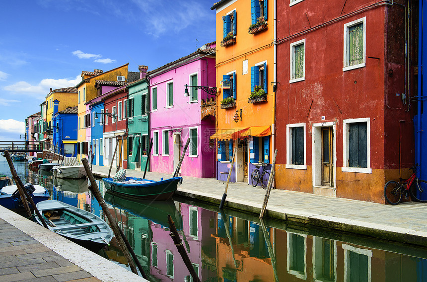 Venise附近Burano村目的地地方码头房子城市反思家园建筑学旅行文化图片