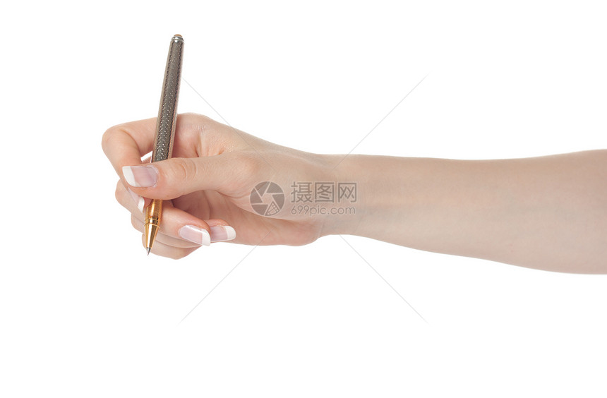 妇女用笔手写字写作商业合同金子草图绘画金属墨水教育文档图片