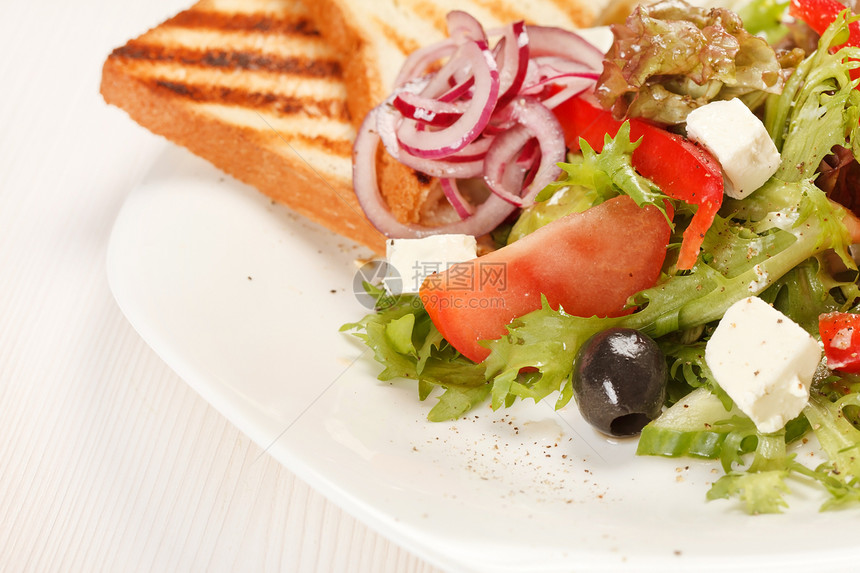 希腊沙拉干杯营养红色洋葱食物青菜晚餐盘子叶子小吃图片