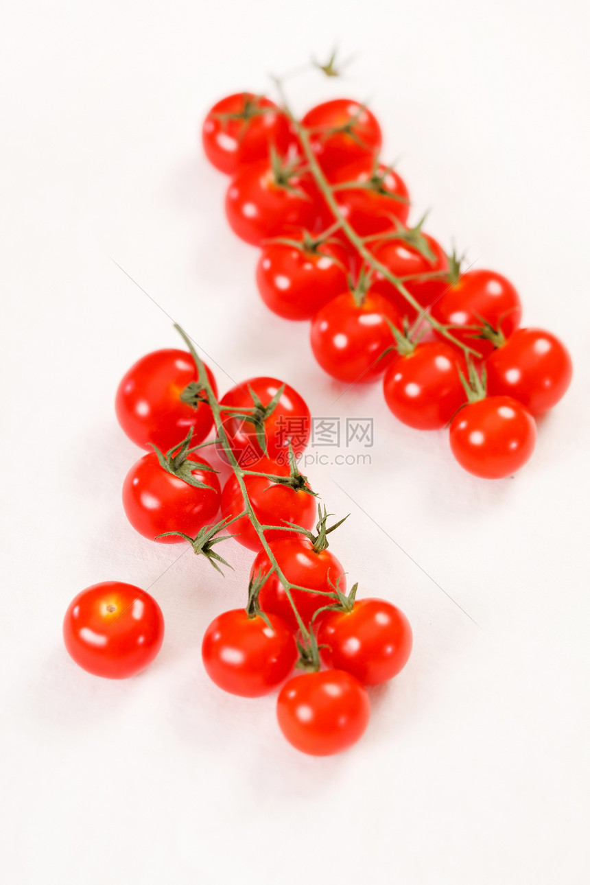 樱桃番茄植物叶子圆形团体红色绿色白色水果维生素健康饮食图片