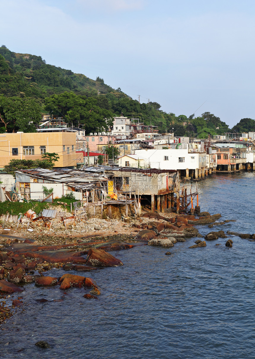 香港Lei Yue Mun村钓鱼生长传统生活风俗房子水域吸引力海鲜渔船图片
