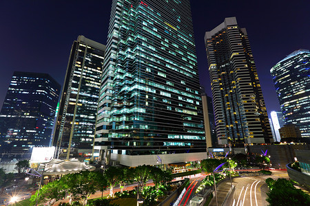 香港的办公大楼办公室反射旅游城市地标市中心建造摩天大楼日落旅行背景图片