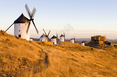 格拉森西班牙康苏格拉 卡斯蒂利亚拉曼查旅行建筑学景点风车城堡外观地标世界位置背景