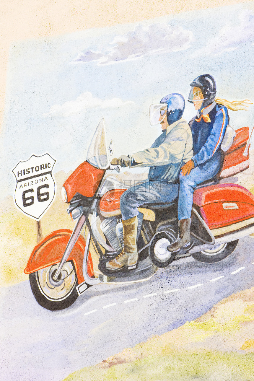 66号公路 美国亚利桑那州金曼绘画外观摩托车路线图片