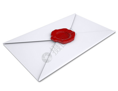 白色封装红色封印的白信封明信片徽章邮票秘密地址保险安全古董电子邮件插图背景图片