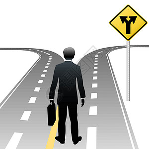 高速公路标志商业界人士决策方向路标标志插画
