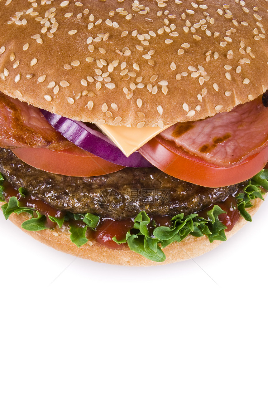 汉堡包沙拉熏肉包子饮食营养小吃芝麻午餐野餐面包图片