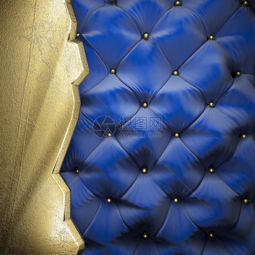 金金在织布背景上装饰蓝色仪式展示风格装潢金子金属出版物宣传图片