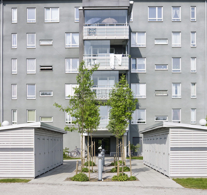 公寓大楼房地产都市家园外观房屋建筑学风光蓝色社区水平图片