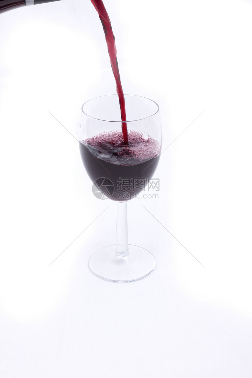 一杯白底红葡萄酒周年酒精玻璃饮料空白美食环境酒瓶奢华餐厅图片