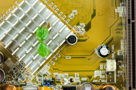 电子化小工厂电子活力技术生态植物环境绿色力量背景图片