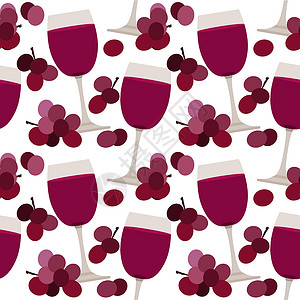 无缝配葡萄酒杯的无缝模式背景图片