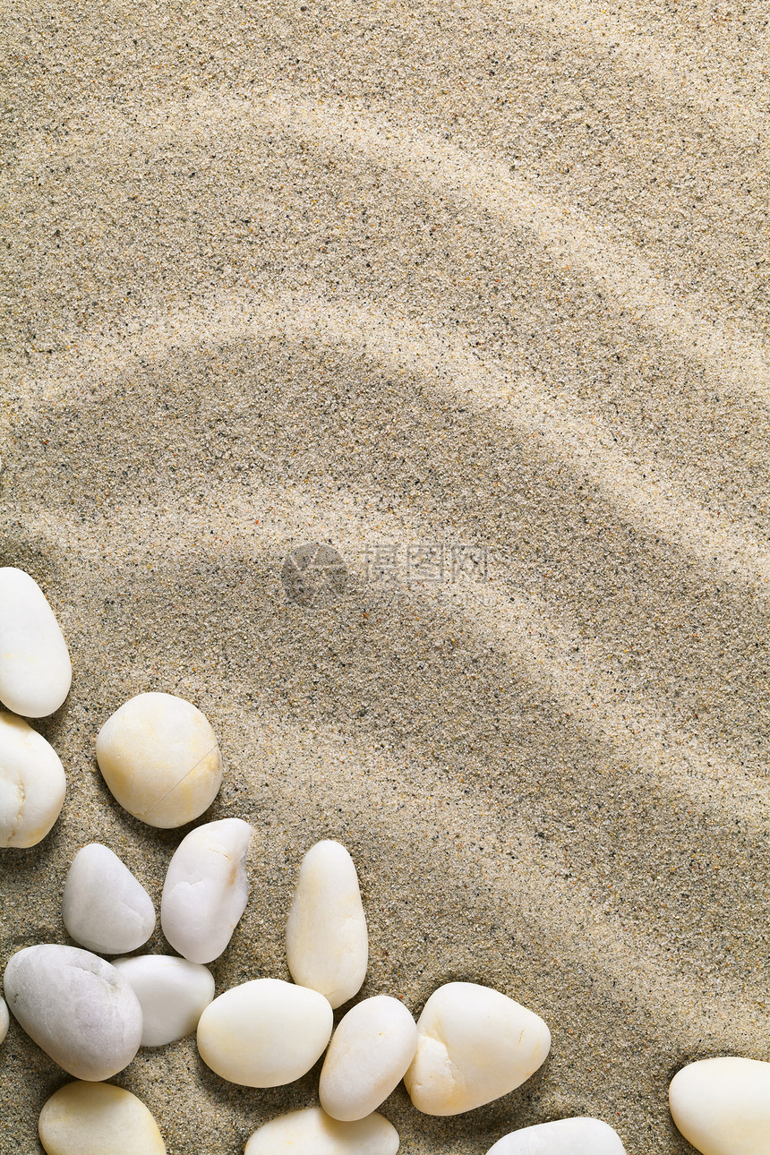 沙沙背景石头卵石海滩沙漠海浪白色岩石粮食沙丘假期图片