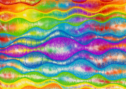 彩色背景墙纸涂鸦海浪红色彩虹曲线插图漩涡艺术手绘背景图片