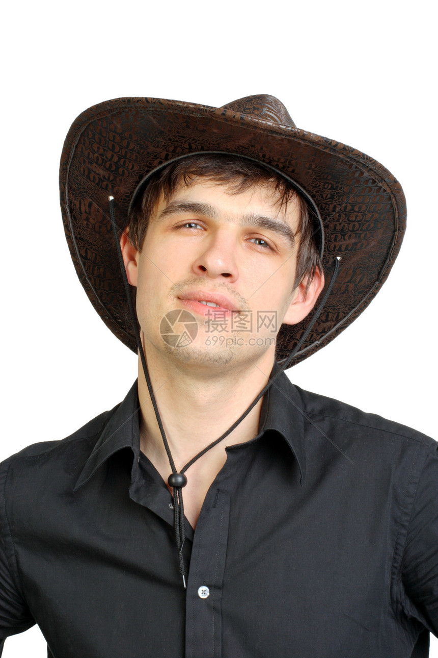 戴斯特森帽的男人英勇大男子男性成人工作室蕾丝衣服成功牛仔帽子图片