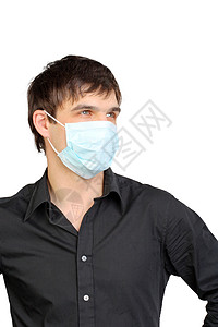 戴防流感面具的男子背景图片